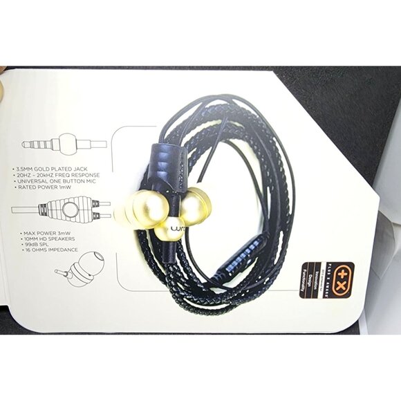 Wraps Wearable Braided Wristband Headphone Earbuds Gold (WRCOG-V16M) NEW - Picture 3 of 5